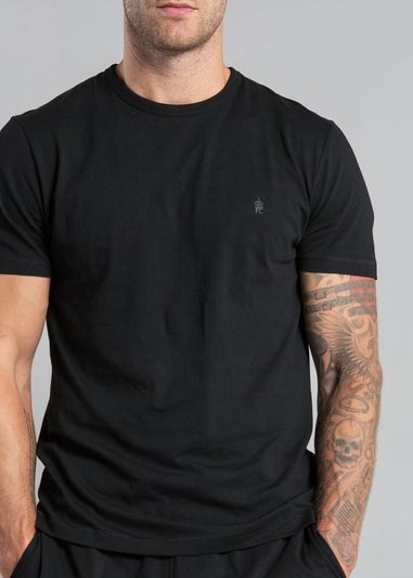 French Connection Black Cotton Embossed T-Shirt and Short Set