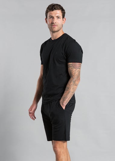 French Connection Black Cotton Embossed T-Shirt and Short Set