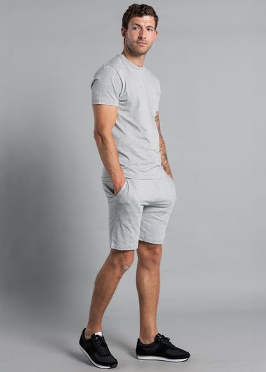 French Connection Light Grey Cotton Embossed T-Shirt and Short Set