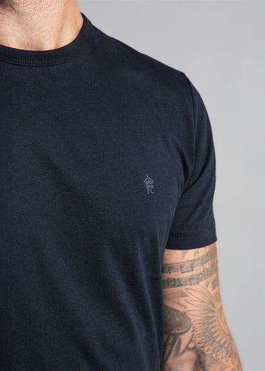 French Connection Navy Cotton Embossed T-Shirt and Short Set