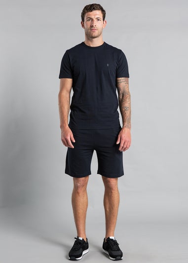 French Connection Navy Cotton Embossed T-Shirt and Short Set