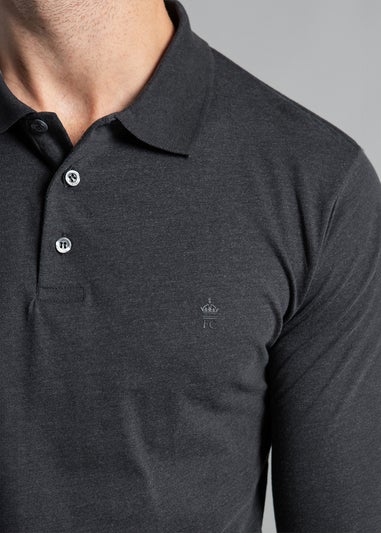 French Connection Black Cotton Long Sleeve Polo Shirts (Pack of 2)