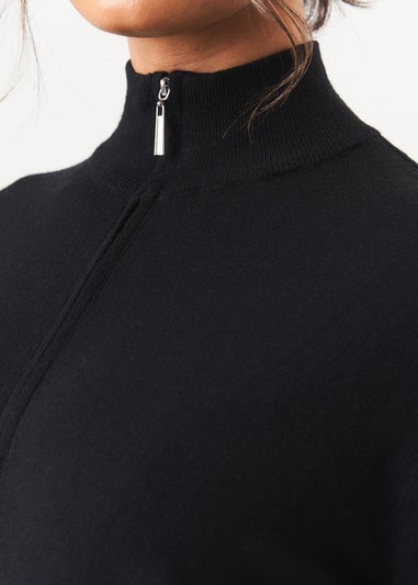 Gini London Black Zip Up Fine Knit Cardigan