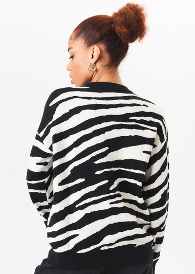 Gini London Black Zebra Print Oversized Jumper