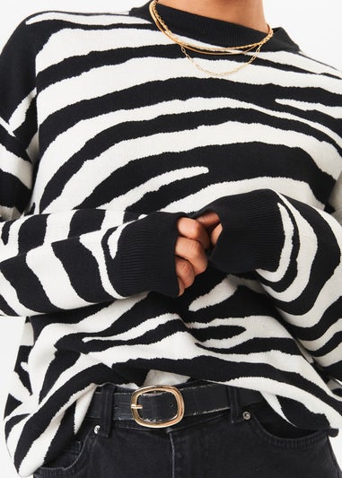 Gini London Black Zebra Print Oversized Jumper