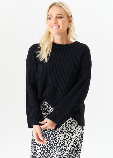 Gini London Black Chunky Knit Oversized Jumper