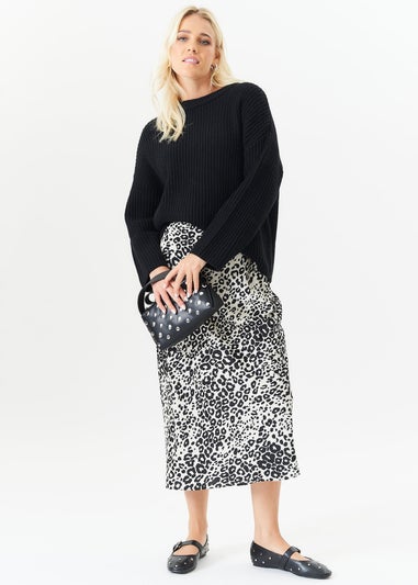 Gini London Black Chunky Knit Oversized Jumper