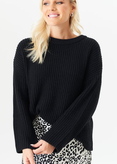 Gini London Black Chunky Knit Oversized Jumper