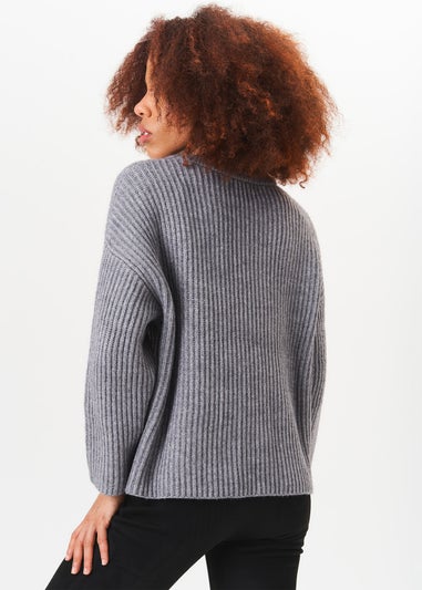 Gini London Grey Chunky Knit Oversized Jumper