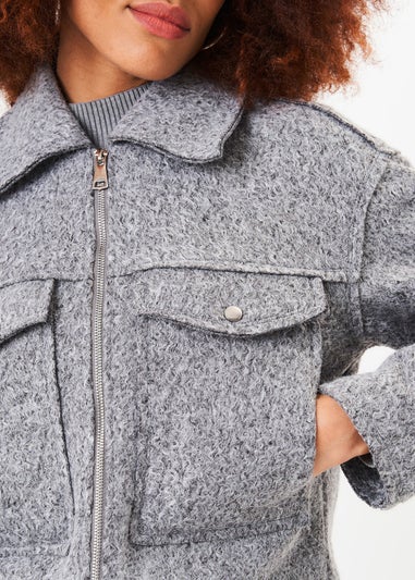 Gini London Grey Cropped Wool Blend Jacket