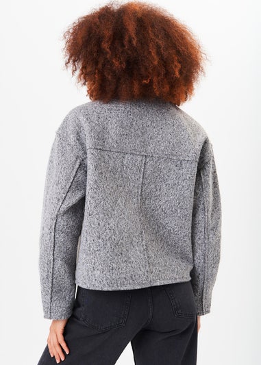 Gini London Grey Cropped Wool Blend Jacket