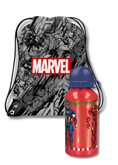 Marvel Black Insulated Lunch Bag With Aluminium Bottle