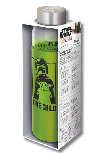 Star Wars Green Child Mandalorian Glass Bottle With Silicone Cover (585 ml)