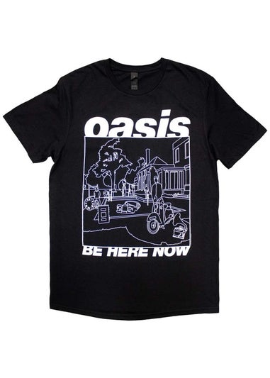 Oasis Black Be Here Now Line Drawing T-Shirt