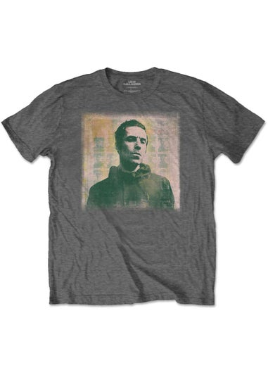 Oasis Liam Gallagher Charcoal Grey Monochrome Cotton T-Shirt