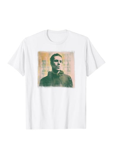 Oasis Liam Gallagher White Monochrome Cotton T-Shirt