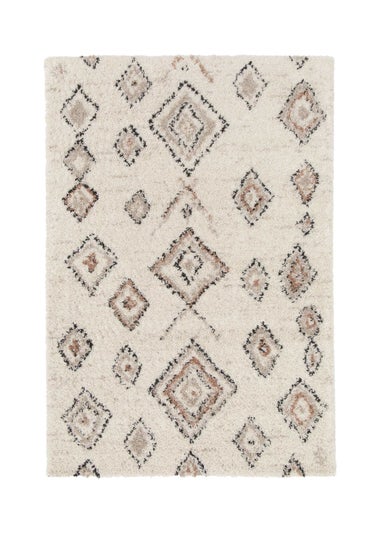 Homemaker Nomad Diamonds Shaggy Cream Rug