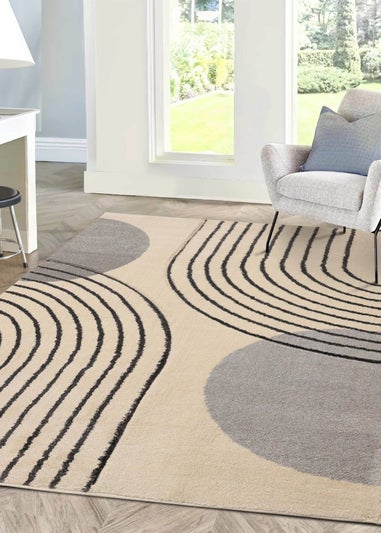 Homemaker Sara Carved Abstract Arcs Natural Rug