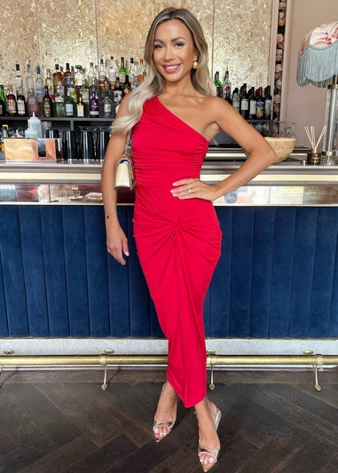 AX Paris Red One Shoulder Knot Skirt Midi Dress