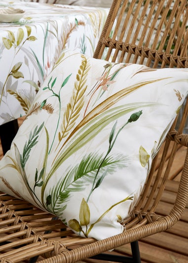 RHS Natural Ornamental Grasses Shower Proof Outdoor Cotton Cushion (43x43cm)