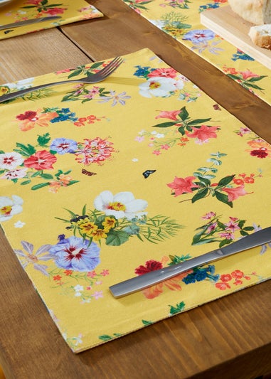 RHS Yellow Exotic Garden Shower Proof Dining Placemat Pair (34x46cm)