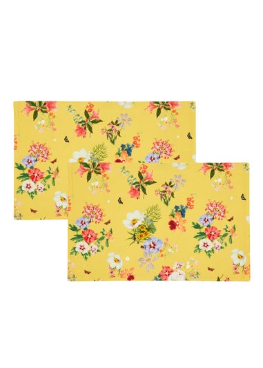 RHS Yellow Exotic Garden Shower Proof Dining Placemat Pair (34x46cm)