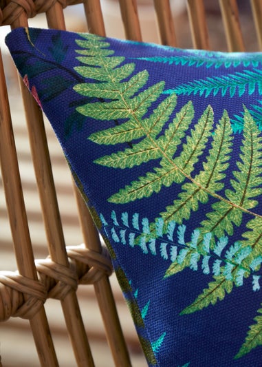 RHS Navy Woodland Fern Shower Proof Filled Cushion (43x43cm)