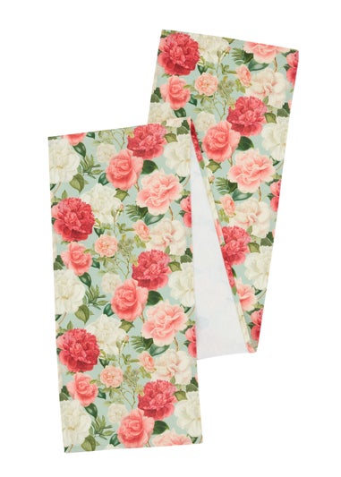 RHS Green Rose Garden Shower Proof Dining Table Runner (33x220cm)