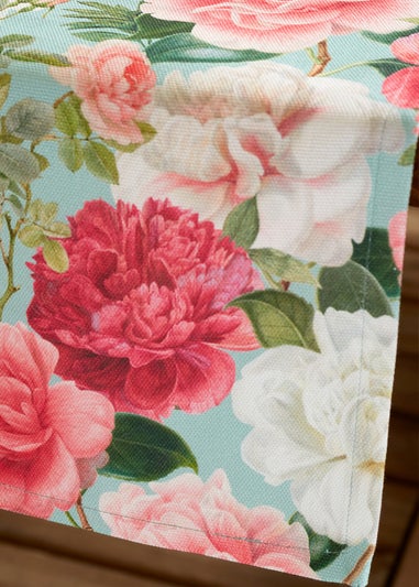 RHS Green Rose Garden Shower Proof Dining Table Runner (33x220cm)