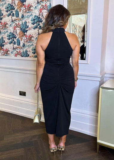 AX Paris Black Halter Neck Knot Skirt Midi Dress