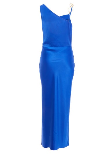 Quiz Blue Satin Cowl Neck Midaxi Dress