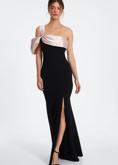 Quiz Black Satin Off the Shoulder Maxi Dress