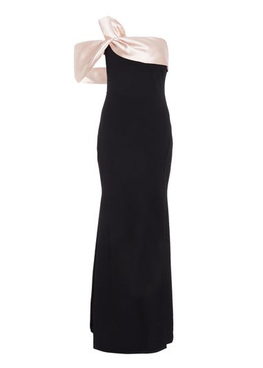 Quiz Black Satin Off the Shoulder Maxi Dress