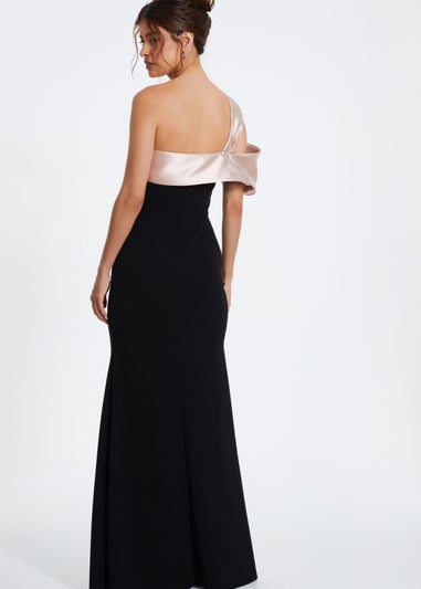 Quiz Black Satin Off the Shoulder Maxi Dress