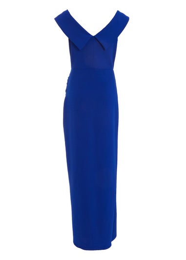 Quiz Blue Bardot Wrap Maxi Dress