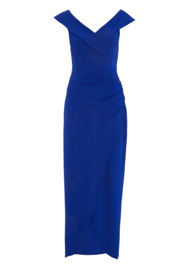 Quiz Blue Bardot Wrap Maxi Dress