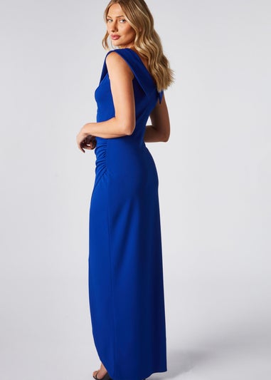 Quiz Blue Bardot Wrap Maxi Dress