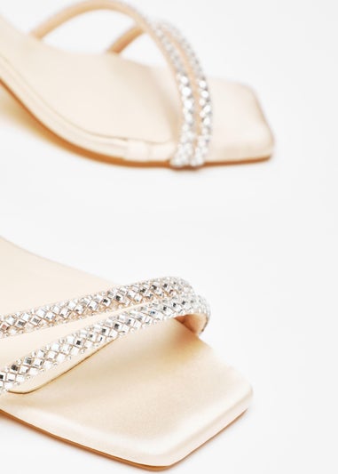 Quiz Champagne Diamante Asymmetric Heeled Sandals