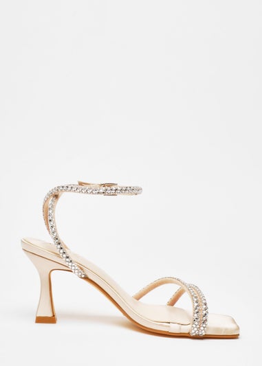 Quiz Champagne Diamante Asymmetric Heeled Sandals