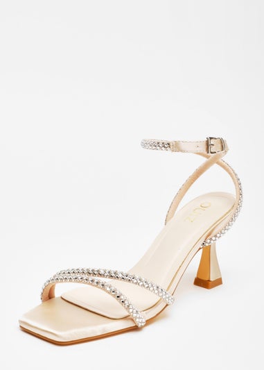 Quiz Champagne Diamante Asymmetric Heeled Sandals