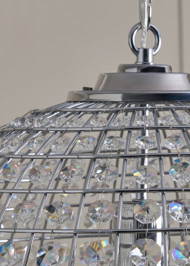 BHS Chrome Ursula Large Crystal Ball Pendant (50-160cm x 44cm)