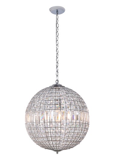 BHS Chrome Ursula Large Crystal Ball Pendant (50-160cm x 44cm)