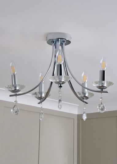 BHS Chrome Bugsy Flush Ceiling 5 Light (36cm x 55cm)