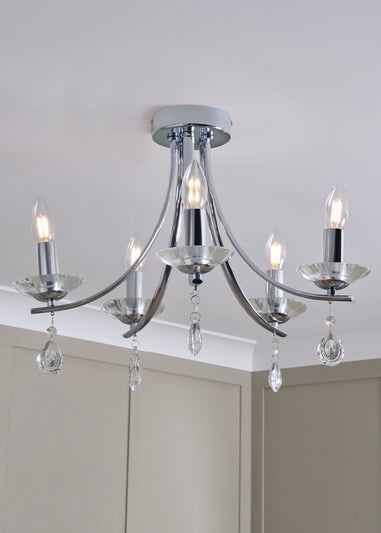 BHS Chrome Bugsy Flush Ceiling 5 Light (36cm x 55cm)