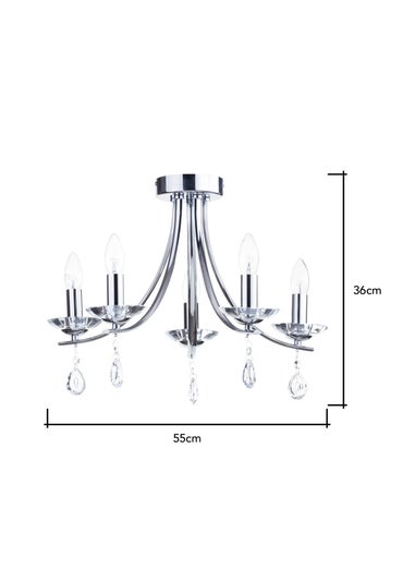 BHS Chrome Bugsy Flush Ceiling 5 Light (36cm x 55cm)