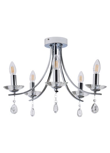 BHS Chrome Bugsy Flush Ceiling 5 Light (36cm x 55cm)