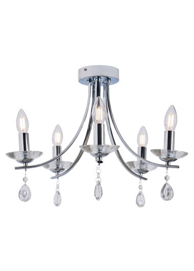 BHS Chrome Bugsy Flush Ceiling 5 Light (36cm x 55cm)