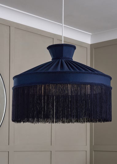 BHS Navy Darcy Dark Fringed Easyfit Shade (35cm x 46cm)