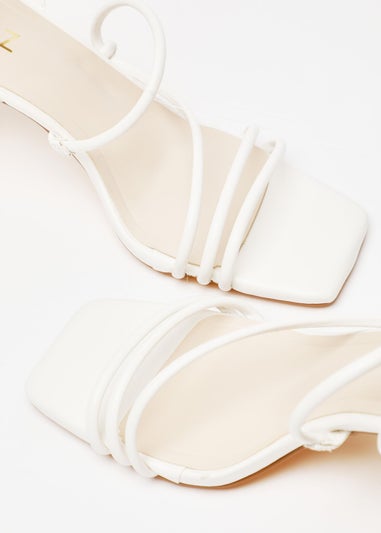 Quiz White Faux Leather Block Heeled Sandals