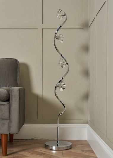 BHS Chrome Bella Twisted 4 Light Floor Lamp (130cm x 26cm)